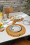 Hermia Set de Servir Pasteles de 4 piezas en Cerámica, 20 cm, Blanco, Azul Marino y Amarillo